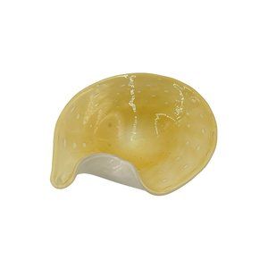 Yellow Murano Glass Dish Bowl Trinket Art Glass Controlled Bubbles Smooth Bottom